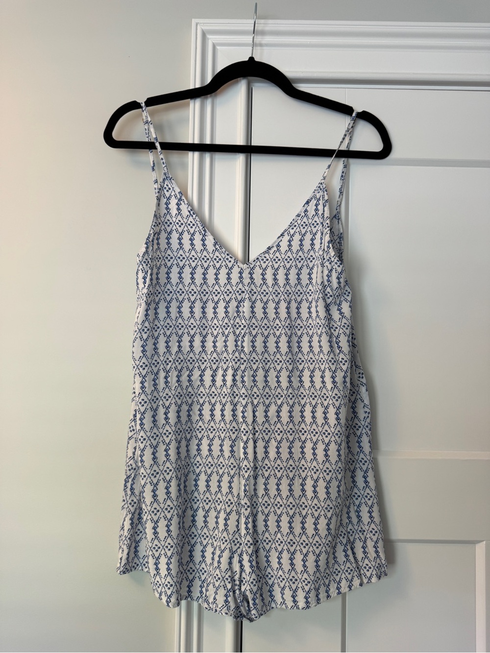 Victoria's Secret White and Blue Printed Romper
